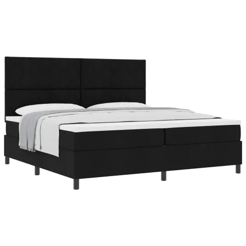Box spring krevet s uzglavljem Crna 200 x 200 cm tkanina - Crna 200 x 200 cm Dizajn s rombovima Cijena