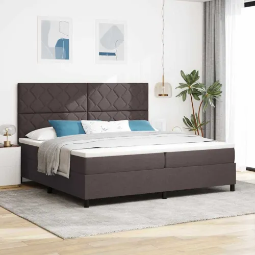 Box spring krevet Tamno smeđa 200 x 200 cm tkanina - Tamno smeđa 200 x 200 cm Dizajn s rombovima Cijena