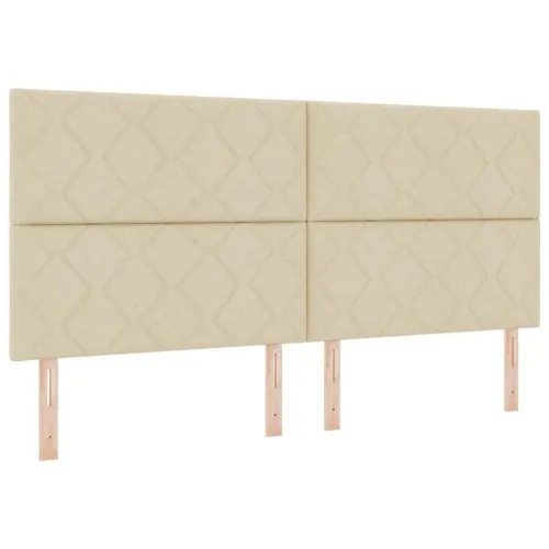 Box spring krevet s uzglavljem Krema 200 x 200 cm tkanina - Krema 200 x 200 cm Dizajn s rombovima Cijena