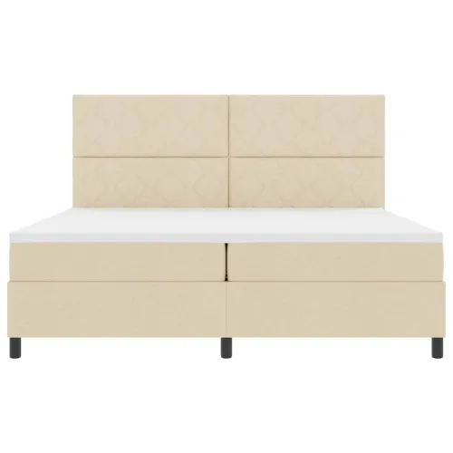 Box spring krevet s uzglavljem Krema 200 x 200 cm tkanina - Krema 200 x 200 cm Dizajn s rombovima Cijena
