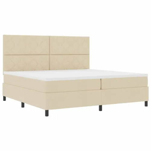 Box spring krevet s uzglavljem Krema 200 x 200 cm tkanina - Krema 200 x 200 cm Dizajn s rombovima Cijena