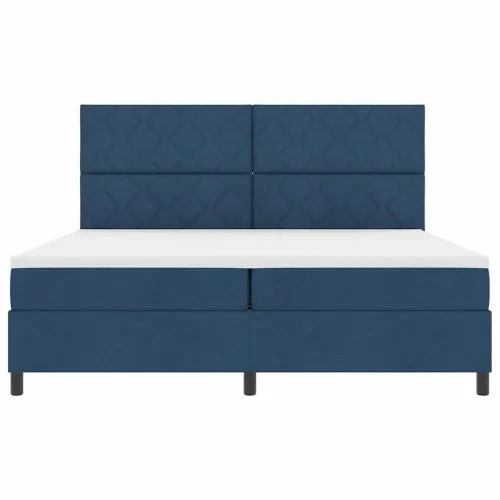 Box spring krevet s uzglavljem Plava 200 x 200 cm tkanina - Plava 200 x 200 cm Dizajn s rombovima Cijena