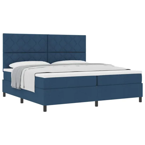 Box spring krevet s uzglavljem Plava 200 x 200 cm tkanina - Plava 200 x 200 cm Dizajn s rombovima Cijena
