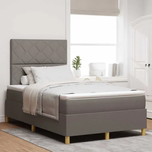 Box spring krevet Sivo-smeđa 120 x 200 cm tkanina - Sivo-smeđa 120 x 200 cm Dizajn s rombovima Cijena