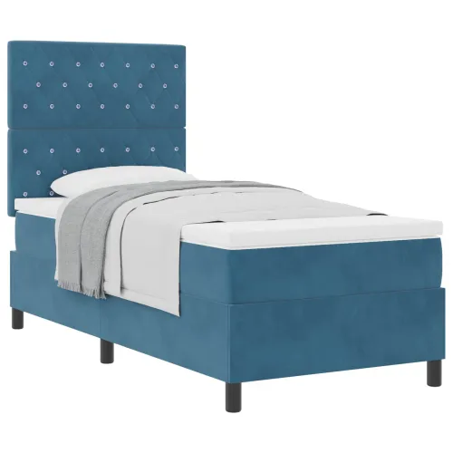 Box spring krevet Tamno plava 90 x 200 cm Baršun - Tamno plava 90 x 200 cm Kristal s dugmadima Cijena