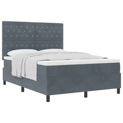 Box spring krevet Tamno siva 140 x 200 cm Baršun - Tamno siva 140 x 200 cm Kristal s dugmadima Cijena