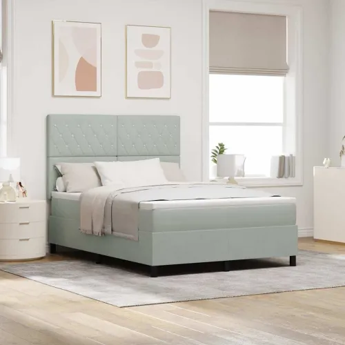 Box spring krevet Svijetlo siva 160 x 200 cm Baršun - Svjetlosiva 160 x 200 cm Kristal s dugmadima Cijena