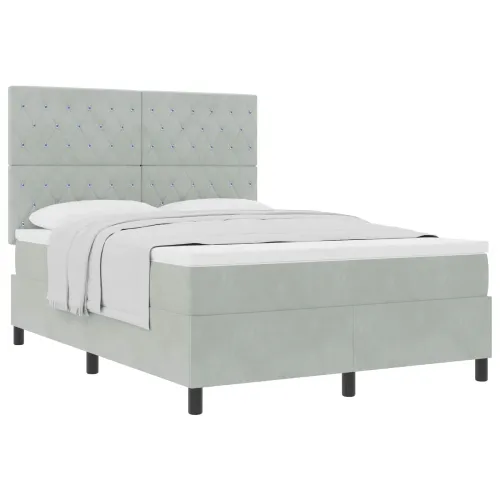 Box spring krevet Svijetlo siva 160 x 200 cm Baršun - Svjetlosiva 160 x 200 cm Kristal s dugmadima Cijena