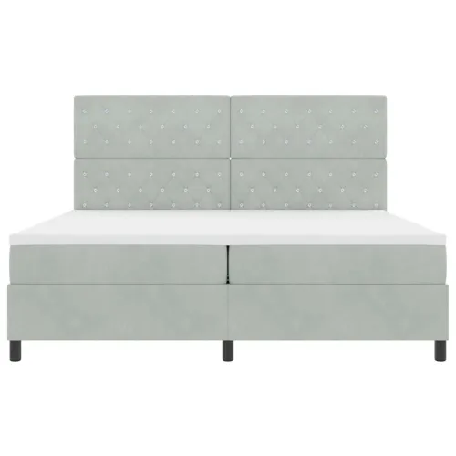 Box spring krevet Svijetlo siva 200 x 200 cm Baršun - Svjetlosiva 200 x 200 cm Kristal s dugmadima Cijena