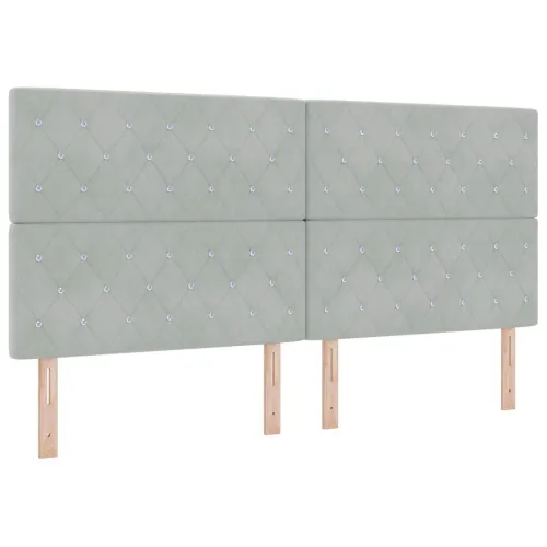 Box spring krevet Svijetlo siva 200 x 200 cm Baršun - Svjetlosiva 200 x 200 cm Kristal s dugmadima Cijena