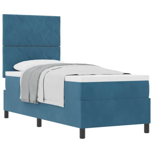 Box spring krevet Tamno plava 80 x 200 cm Baršun - Tamno plava 80 x 200 cm Dizajn s rombovima Cijena