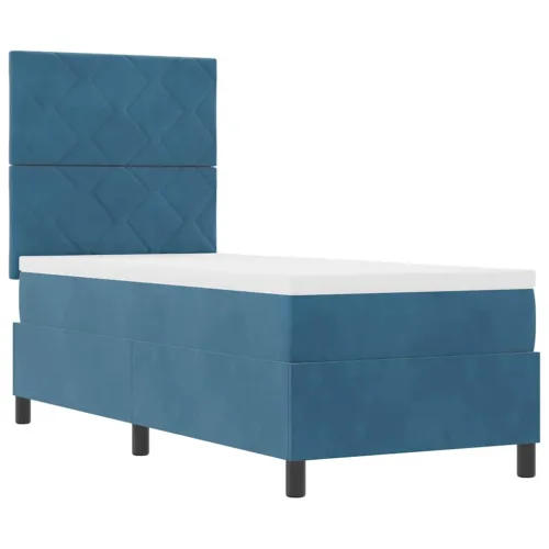 Box spring krevet Tamno plava 80 x 200 cm Baršun - Tamno plava 80 x 200 cm Dizajn s rombovima Cijena