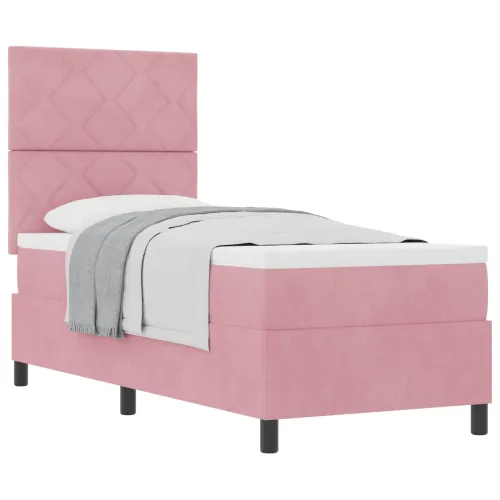 Box spring krevet Ružičasta 80 x 200 cm Baršun - Ružičasta 80 x 200 cm Dizajn s rombovima Cijena