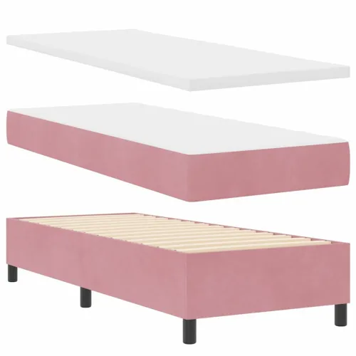 Box spring krevet Ružičasta 80 x 200 cm Baršun - Ružičasta 80 x 200 cm Dizajn s rombovima Cijena