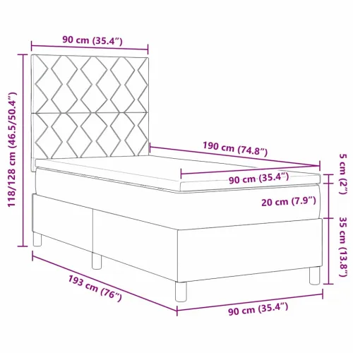 Box spring krevet Tamno plava 90 x 190 cm Baršun - Tamno plava 90 x 190 cm Dizajn s rombovima Cijena
