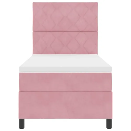 Box spring krevet Ružičasta 90 x 190 cm Baršun - Ružičasta 90 x 190 cm Dizajn s rombovima Cijena