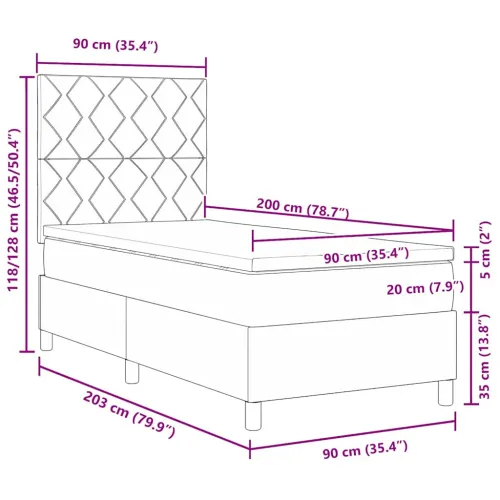 Box spring krevet Tamno siva 90 x 200 cm Baršun - Tamno siva 90 x 200 cm Dizajn s rombovima Cijena