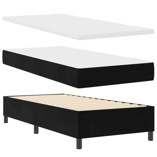 Box spring krevet s uzglavljem Crna 100 x 200 cm Baršun - Crna 100 x 200 cm Dizajn s rombovima Cijena