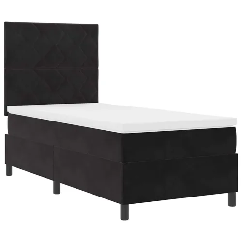 Box spring krevet s uzglavljem Crna 100 x 200 cm Baršun - Crna 100 x 200 cm Dizajn s rombovima Cijena