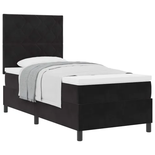 Box spring krevet s uzglavljem Crna 100 x 200 cm Baršun - Crna 100 x 200 cm Dizajn s rombovima Cijena