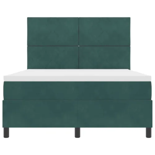 Box spring krevet Tamnozelena 140 x 190 cm Baršun - Tamnozelena 140 x 190 cm Dizajn s rombovima Cijena