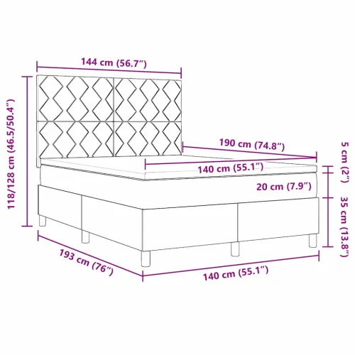 Box spring krevet Tamnozelena 140 x 190 cm Baršun - Tamnozelena 140 x 190 cm Dizajn s rombovima Cijena