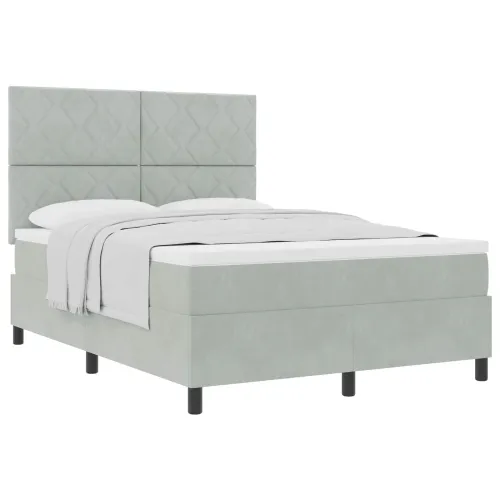 Box spring krevet Svijetlo siva 140 x 200 cm Baršun - Svjetlosiva 140 x 200 cm Dizajn s rombovima Cijena