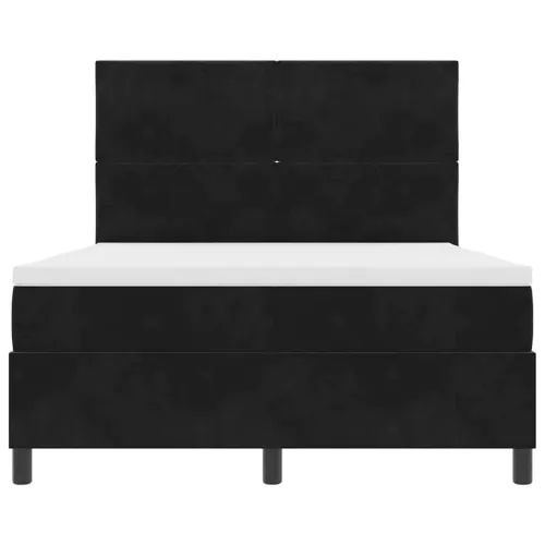 Box spring krevet s uzglavljem Crna 140 x 200 cm Baršun - Crna 140 x 200 cm Dizajn s rombovima Cijena
