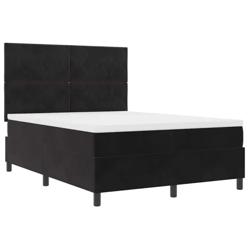 Box spring krevet s uzglavljem Crna 140 x 200 cm Baršun - Crna 140 x 200 cm Dizajn s rombovima Cijena