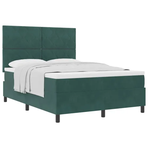 Box spring krevet Tamnozelena 140 x 200 cm Baršun - Tamnozelena 140 x 200 cm Dizajn s rombovima Cijena