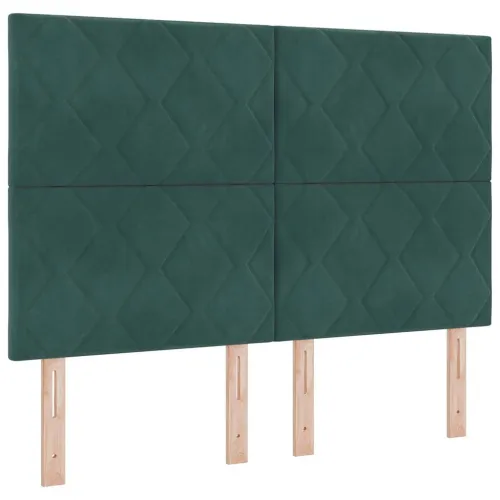 Box spring krevet Tamnozelena 140 x 200 cm Baršun - Tamnozelena 140 x 200 cm Dizajn s rombovima Cijena