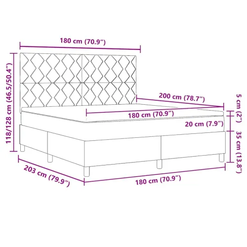Box spring krevet Svijetlo siva 180 x 200 cm Baršun - Svjetlosiva 180 x 200 cm Dizajn s rombovima Cijena