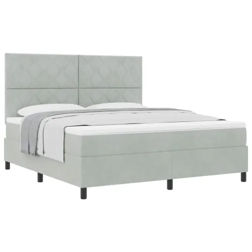 Box spring krevet Svijetlo siva 180 x 200 cm Baršun - Svjetlosiva 180 x 200 cm Dizajn s rombovima Cijena