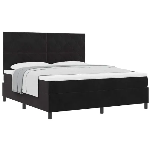 Box spring krevet s uzglavljem Crna 180 x 200 cm Baršun - Crna 180 x 200 cm Dizajn s rombovima Cijena