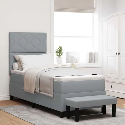 Box spring krevet Svijetlo siva 80 x 200 cm tkanina - Svjetlosiva 80 x 200 cm Dizajn s rombovima Cijena