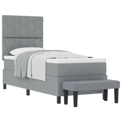 Box spring krevet Svijetlo siva 80 x 200 cm tkanina - Svjetlosiva 80 x 200 cm Dizajn s rombovima Cijena