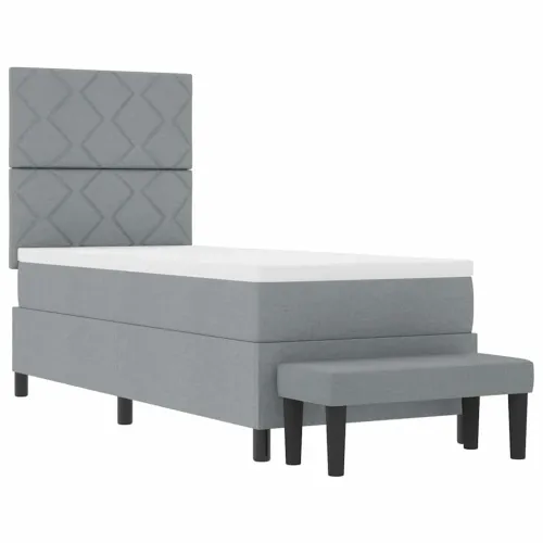 Box spring krevet Svijetlo siva 80 x 200 cm tkanina - Svjetlosiva 80 x 200 cm Dizajn s rombovima Cijena