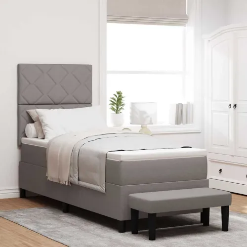 Box spring krevet Sivo-smeđa 80 x 200 cm tkanina - Sivo-smeđa 80 x 200 cm Dizajn s rombovima Cijena