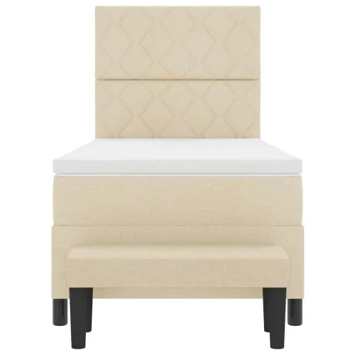 Box spring krevet s uzglavljem Krema 100 x 200 cm tkanina - Krema 100 x 200 cm Dizajn s rombovima Cijena