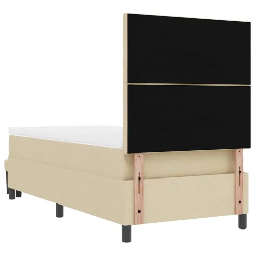 Box spring krevet s uzglavljem Krema 100 x 200 cm tkanina - Krema 100 x 200 cm Dizajn s rombovima Cijena