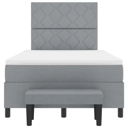 Box spring krevet Svijetlo siva 120 x 190 cm tkanina - Svjetlosiva 120 x 190 cm Dizajn s rombovima Cijena