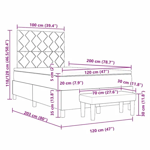 Box spring krevet Svijetlo siva 120 x 200 cm tkanina - Svjetlosiva 120 x 200 cm Dizajn s rombovima Cijena