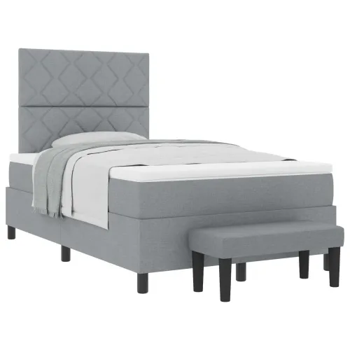 Box spring krevet Svijetlo siva 120 x 200 cm tkanina - Svjetlosiva 120 x 200 cm Dizajn s rombovima Cijena