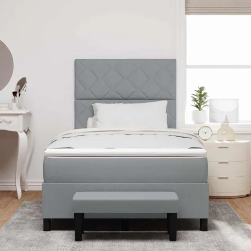 Box spring krevet Svijetlo siva 120 x 200 cm tkanina - Svjetlosiva 120 x 200 cm Dizajn s rombovima Cijena