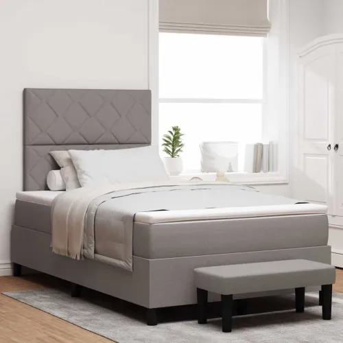 Box spring krevet Sivo-smeđa 120 x 200 cm tkanina - Sivo-smeđa 120 x 200 cm Dizajn s rombovima Cijena
