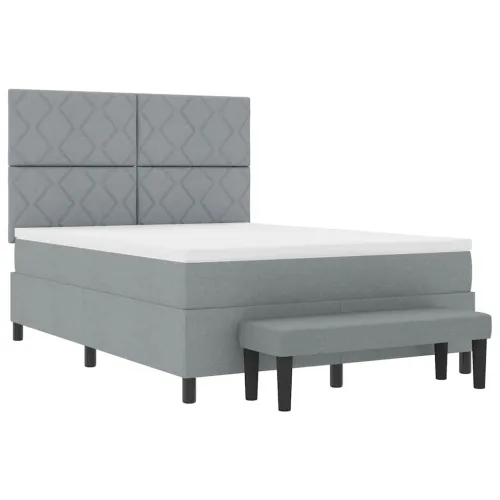 Box spring krevet Svijetlo siva 160 x 200 cm tkanina - Svjetlosiva 160 x 200 cm Dizajn s rombovima Cijena