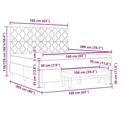 Box spring krevet Svijetlo siva 160 x 200 cm tkanina - Svjetlosiva 160 x 200 cm Dizajn s rombovima Cijena