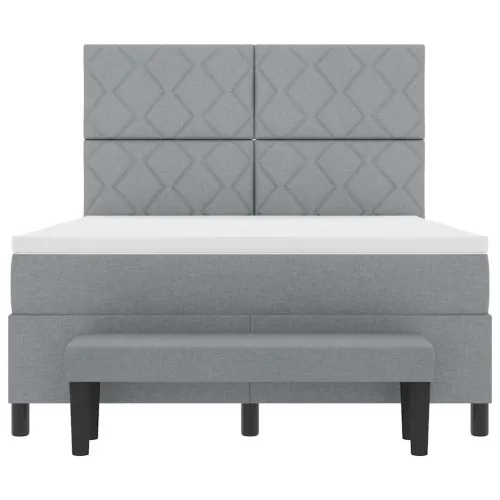 Box spring krevet Svijetlo siva 160 x 200 cm tkanina - Svjetlosiva 160 x 200 cm Dizajn s rombovima Cijena