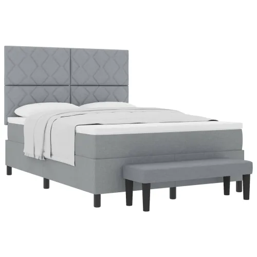 Box spring krevet Svijetlo siva 160 x 200 cm tkanina - Svjetlosiva 160 x 200 cm Dizajn s rombovima Cijena