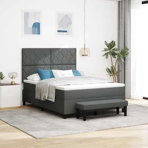 Box spring krevet Tamno siva 160 x 200 cm tkanina - Tamno siva 160 x 200 cm Dizajn s rombovima Cijena